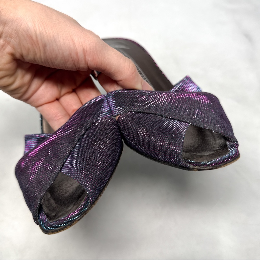 Giuseppe Zanotti Vicini Vintage Y2K Glitter Lurex Slide Mule Sandal Heels Retro - Picture 7 of 15